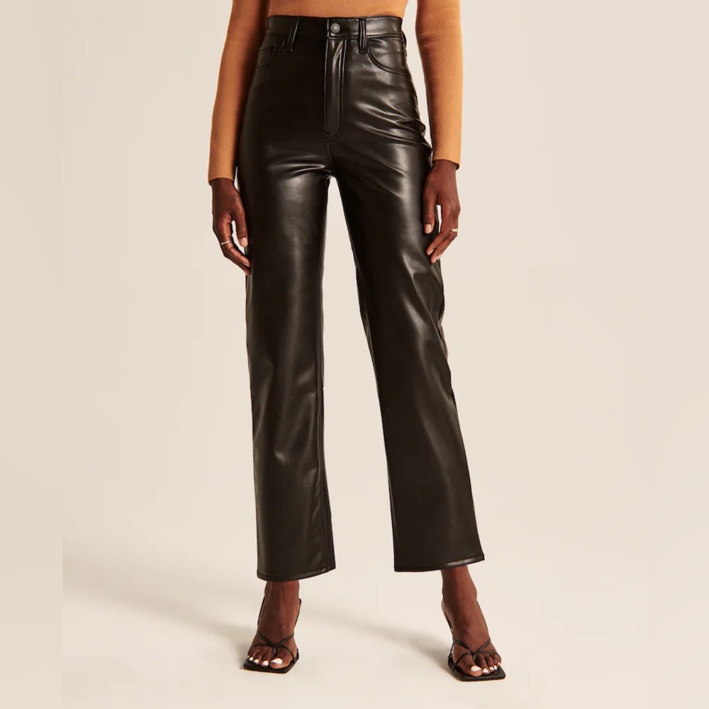Abercrombie and Fitch Vegan Leather The Ankle Straight Ultra High Rise Pants